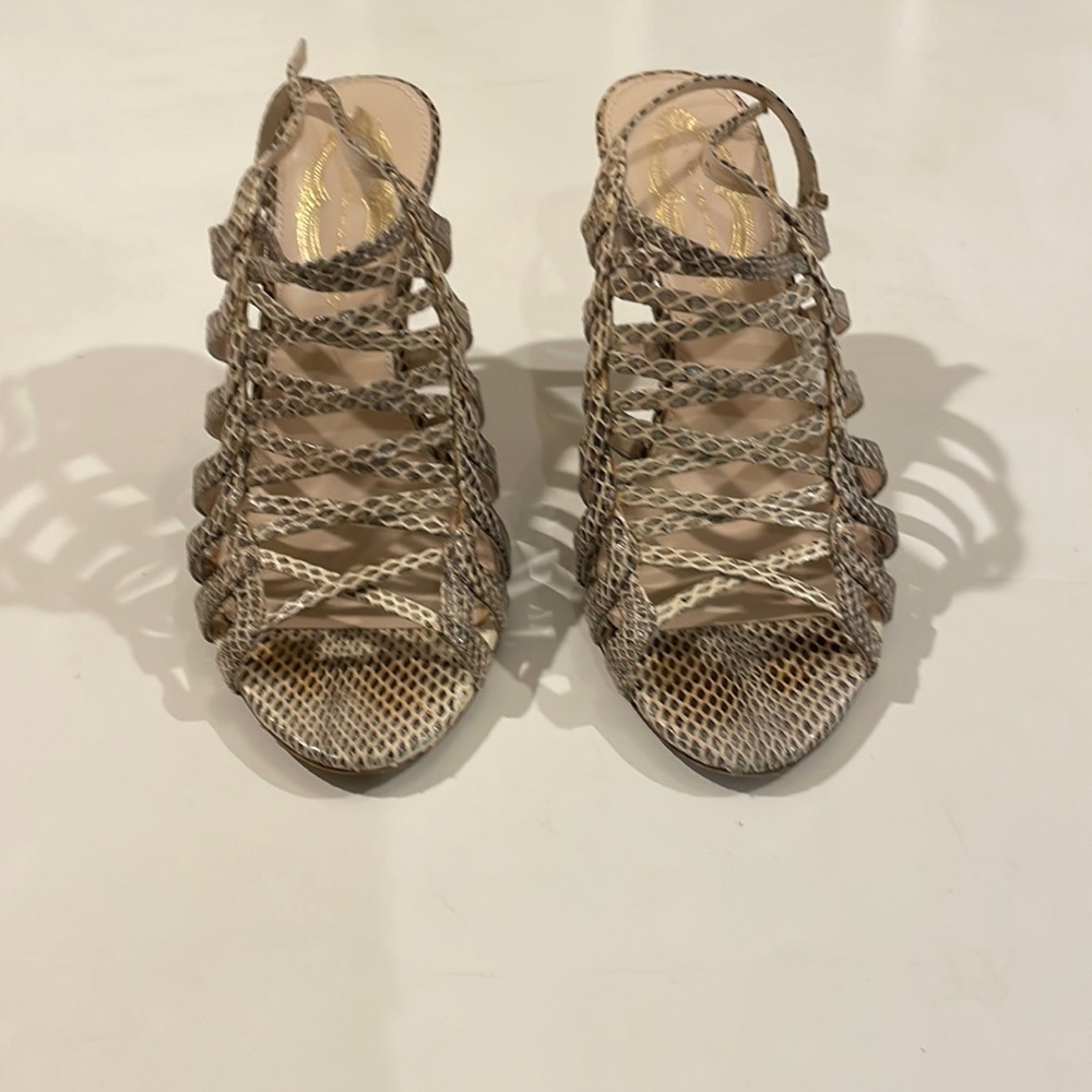 Elie Tahari 4 in heel, snakeskin strapped, size 36 1/2